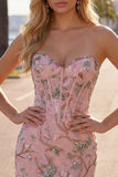 Robe de Homecoming à fleurs Bodycon Bodycon Sweetheart Flower Corset avec perles