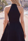 Robe de rentrée courte de rentrée à col nu rose rose avec un grand nœud