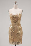 Robe de Bodycon Bodycon dorée dorée scintillante en sequins