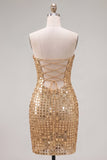 Robe de Bodycon Bodycon dorée dorée scintillante en sequins
