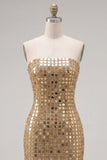 Robe de Bodycon Bodycon dorée dorée scintillante en sequins
