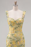 Robe de rentrée à la maison Bodycon Sweetheart Shell brodée aux paillettes jaunes