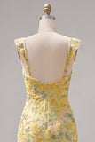 Robe de rentrée à la maison Bodycon Sweetheart Shell brodée aux paillettes jaunes