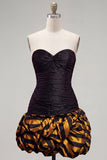 Robe noire dorée Bodycon Sweetheart Homecoming avec volants