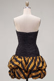Robe noire dorée Bodycon Sweetheart Homecoming avec volants
