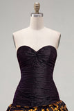 Robe noire dorée Bodycon Sweetheart Homecoming avec volants