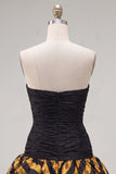 Robe noire dorée Bodycon Sweetheart Homecoming avec volants