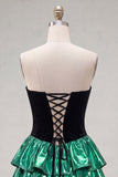 Robe de retour à la maison Sweetheart A-Line Noire Vert à étages avec lacet dans le dos