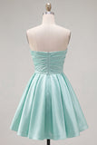 Robe de bal de la rentrée menthe A-Line bretelée, sans bretelles en satin
