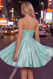 Robe de bal de la rentrée menthe A-Line bretelée, sans bretelles en satin