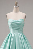 Robe de bal de la rentrée menthe A-Line bretelée, sans bretelles en satin
