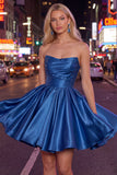 Robe de bal de la rentrée menthe A-Line bretelée, sans bretelles en satin