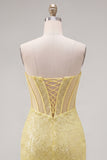 Robe de rentrée de rentrée à paillettes bodycon, corset bodycon, jaune scintillant, maillettes