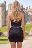 Corset noir bodycon Sweetheart Love, robe de bal en satin perlé avec nœud et nœud