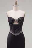 Corset noir bodycon Sweetheart Love, robe de bal en satin perlé avec nœud et nœud