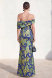 Robe de mère de la mariée sirène verte marine verge nu, fleur longue de la mère de la mariée