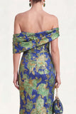 Robe de mère de la mariée sirène verte marine verge nu, fleur longue de la mère de la mariée