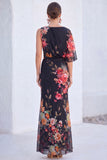Robe longue de la mère de la mariée en sirène sirène en chiffon bleu