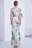 Robe longue de la mère de la mariée en sirène sirène en chiffon bleu