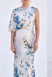 Robe longue de la mère de la mariée en sirène sirène en chiffon bleu