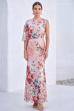 Robe longue de la mère de la mariée en sirène sirène en chiffon bleu