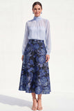 Robe midi Mother Of the Bride A-Line Violet à col montant 2 pièces avec manches longues
