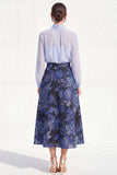 Robe midi Mother Of the Bride A-Line Violet à col montant 2 pièces avec manches longues