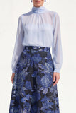 Robe midi Mother Of the Bride A-Line Violet à col montant 2 pièces avec manches longues