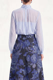 Robe midi Mother Of the Bride A-Line Violet à col montant 2 pièces avec manches longues
