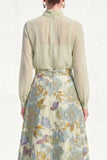 Robe midi Mother Of the Bride A-Line Violet à col montant 2 pièces avec manches longues