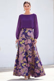 Robe longue longue de la mariée Jacquard à col bateau verte à col A et en ligne A, longue robe fleurie Jacquard