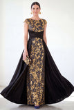 Robe longue de la mère de la mariée à manches longues vert foncé ligne A