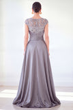 Robe longue de la mère de la mariée à manches longues vert foncé ligne A