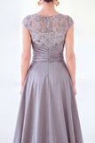 Robe longue de la mère de la mariée à manches longues vert foncé ligne A