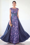 Robe longue de la mère de la mariée à manches longues vert foncé ligne A