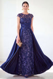 Robe longue de la mère de la mariée à manches longues vert foncé ligne A