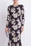 Robe longue de mère de la mariée à col bateau noir sirène avec une longue robe de la mariée avec broderies
