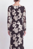 Robe longue de mère de la mariée à col bateau noir sirène avec une longue robe de la mariée avec broderies