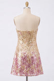 Robe de rentrée à la maison en anneaux dorée et rose paillettes en ligne A scintillante