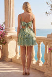 Robe de bal à fleurs en tulle sauge poussiéreuse A-Line avec nœud