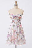 Robe de fin d’année en Corset de fin d’année en brotelles, ivoire fleuri en chiffon froncé