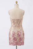 Robe de bal à la maison avec paillettes bodycon, sans bretelles dorées et roses, scintillantes