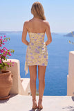 Robe de bal de rentrée à la maison jaune clair bodycon une épaule et ceinture