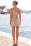 Robe de Bodycoming Bodycon Bodycon à paillettes noires à paillettes à une épaule