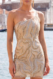 Robe de Bodycoming Bodycon Bodycon à paillettes noires à paillettes à une épaule