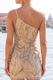 Robe de Bodycoming Bodycon Bodycon à paillettes noires à paillettes à une épaule