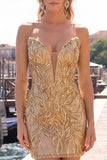 Robe de rentrée à la maison avec paillettes bodycon Cutheart Cutsia Cutsia Sparkly avec dentelle dans le dos