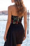Robe de balaison à la maison Sweetheart Red Bodycon Corset transparent avec sequins froncés et ceinture