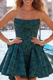 Robe de bal rose vif sans bustelles fleurie Jacquard en nœud de rentrée Jacquard avec lacet dans le dos