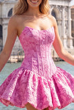 Robe de rentrée à la maison A-Line Jacquard Blu Corset Floral